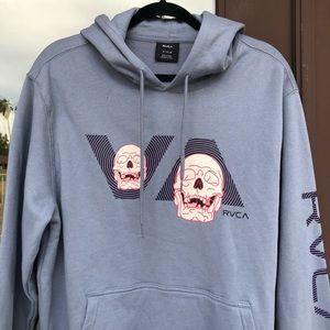 RVCA Skully D Blue Graphic Hoodie NEW XL